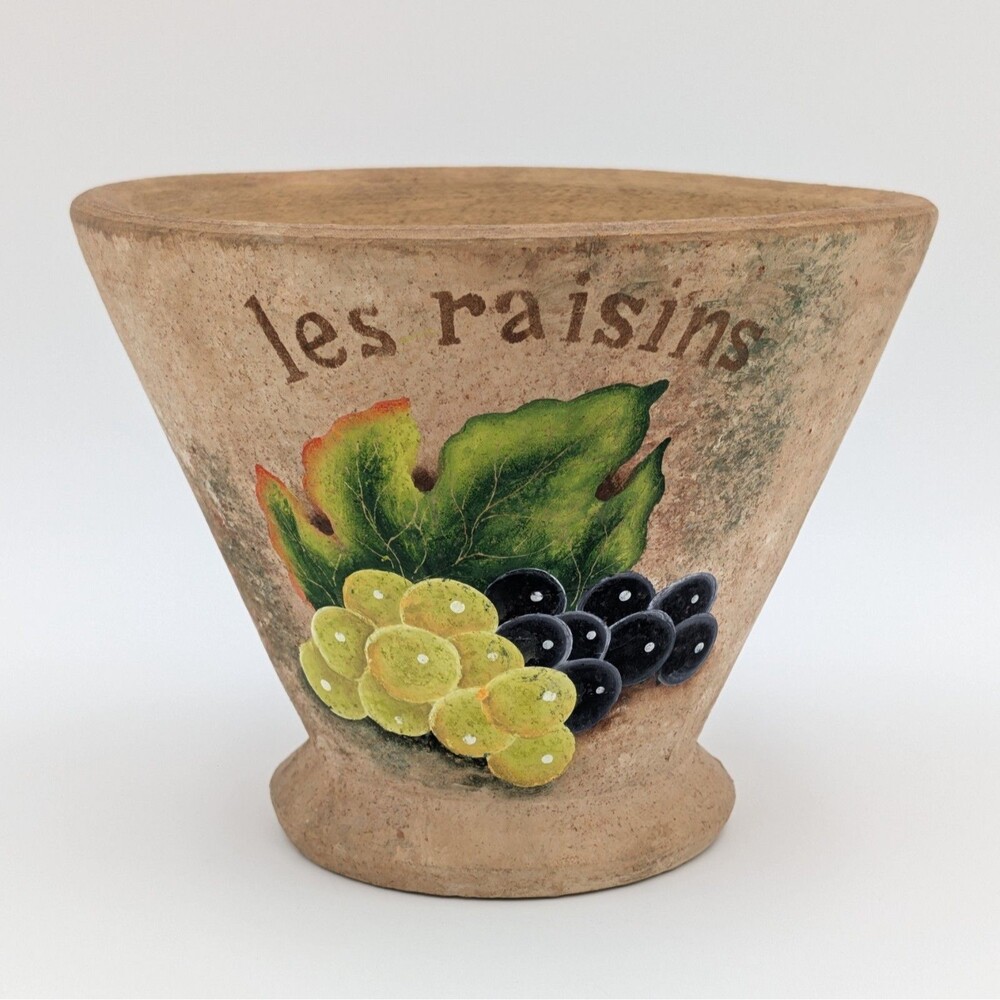 Vintage 90s Studio Nova Mikasa La Raisins Pottery Planter Rustic Tuscan Grapes